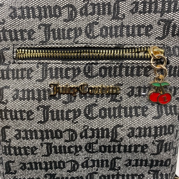 Juicy Couture Status Black Beige Juicy Fruit Sling Backpack Cherry Zipper - Picture 3 of 6